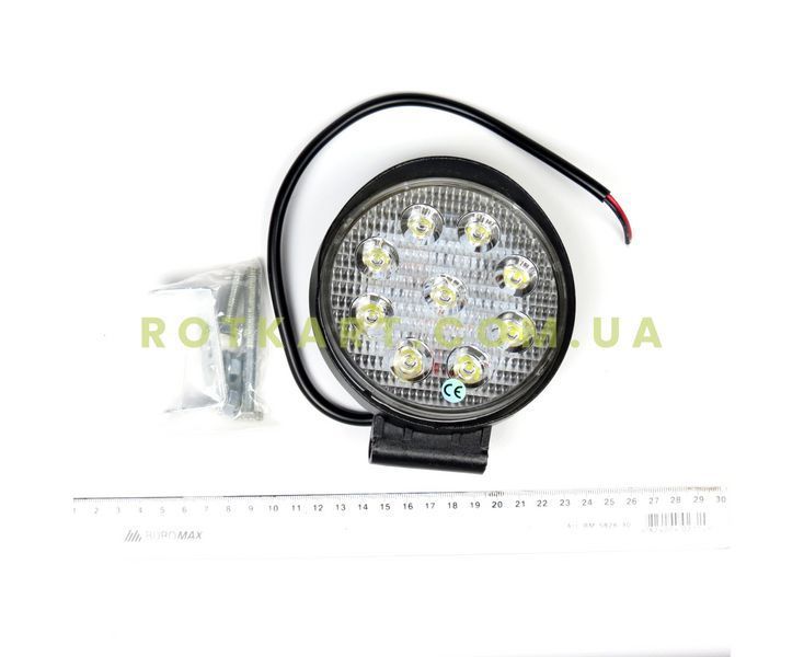 Фара светодиодная круглая 27 Вт (9 LED) 12-24В AGH037 от производителя. изображение